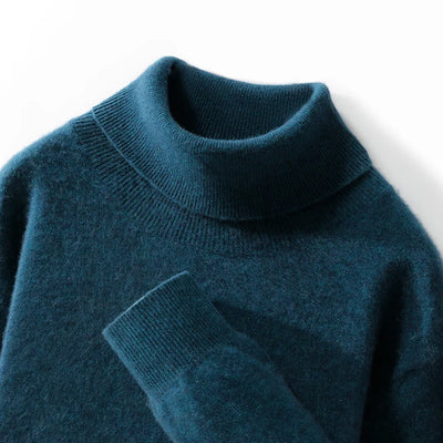 Fall/Winter 12-Needle Flat Lapel 100% Pure Wool Men's Long Sleeve Pullover Knitted Bottoming Shirt Inside