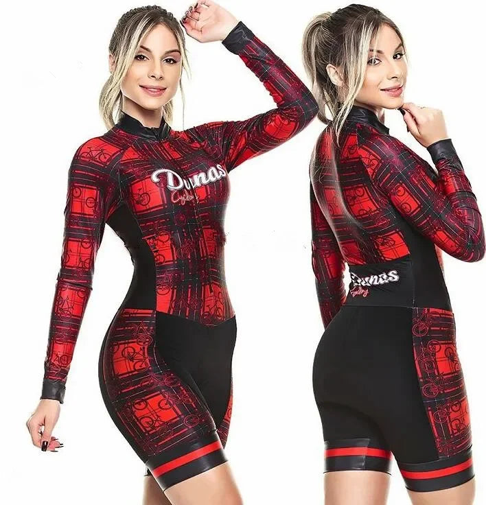 2025 Pro Team Triathlon Suit Women's Cycling Jersey Skinsuit Jumpsuit Maillot Cycling Ropa ciclismo long sleeve set gel