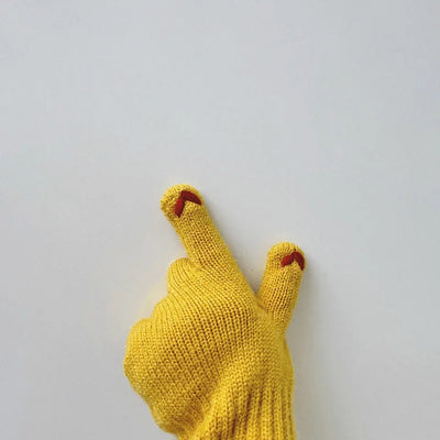 Winter Warm Children Long Gloves Solid Woolen Five Finger Glove Embroidered Love Kintted Mittens 4-8year Kids Touchscreen Gloves