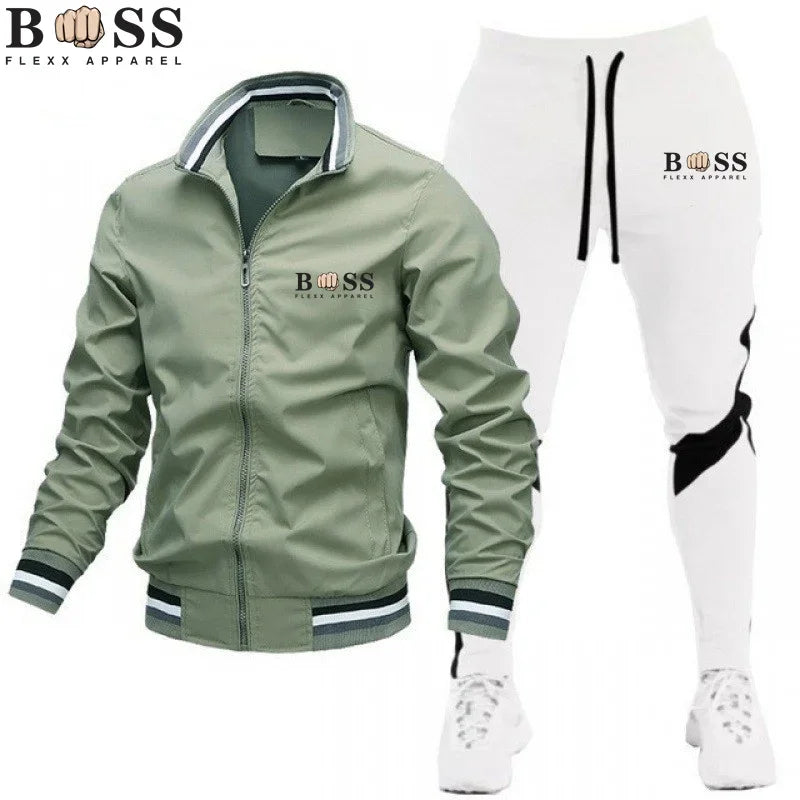 2025 New Men's Suit Clothing Men's One-Piece Sports Shirt + Sports Pants One-Piece Sports Shirt with Zipper Collar Synthetic Spo