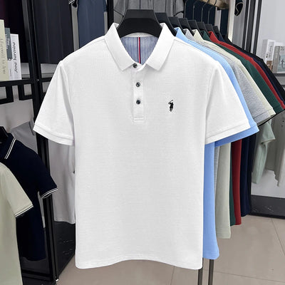 100% pure cotton high-end brand men's short sleeve polo shirt summer fashion original pony embroidery golf Paul  casual T-shirt