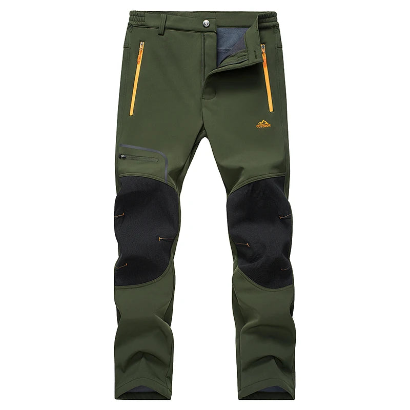 MAGCOMSEN Fleece Pants Men's Snow Ski Pants Windproof Shell Hiking Pants with 4 Zipper Pockets Winter Waterproof Trousers