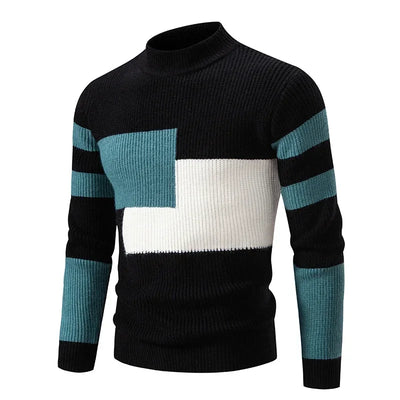 Sweatwear New Men's Autumn and Winter Casual Warm Neck Sweater Knit Pullover Tops  Man Clothes