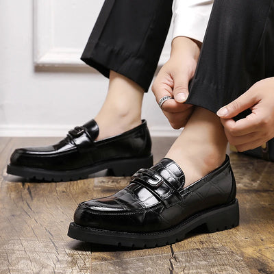 Men's thick soled leather shoes Fashionable minimalist design style Daily Outdoor Leisure Business Party height increasing shoes