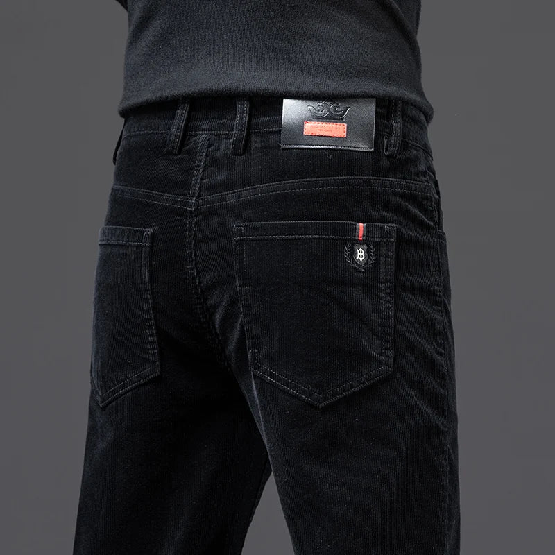 High Quality Corduroy Fabric Men's Business Casual Trousers Autumn Winter Style Small Straight Slim Versatile Cargo Pants
