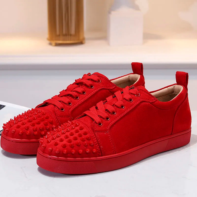 men luxury fashion rivets shoes cow suede leather studded shoe party nightclub dress flat platform sneakers breathable footwear