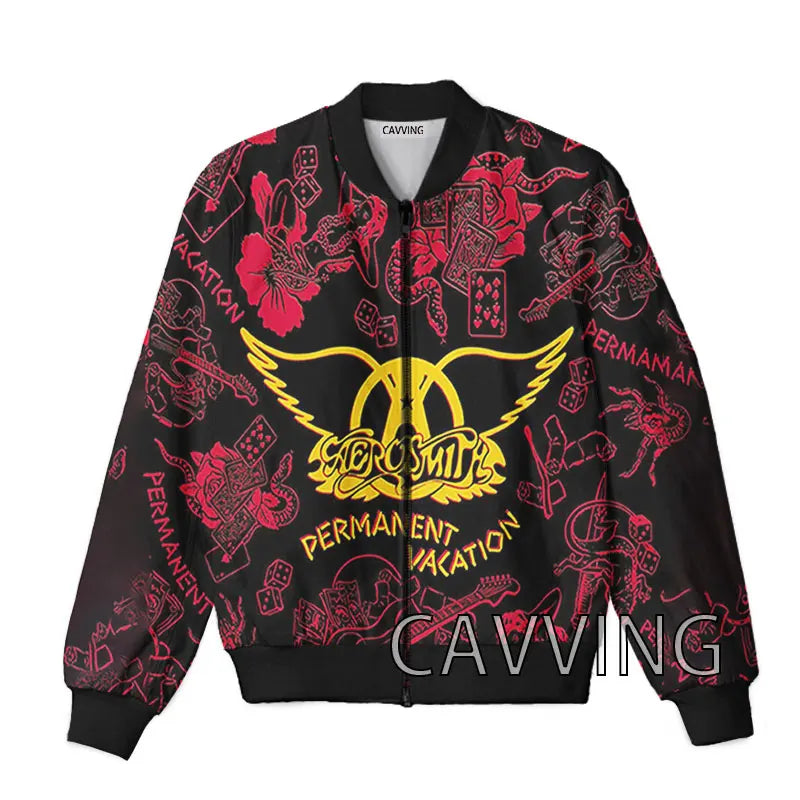 New Fashion Women/Men's 3D Print  Aerosmith Band  Zipper Bomber Jackets Men Overcoat Mens Coat Zip Up Jackets  01