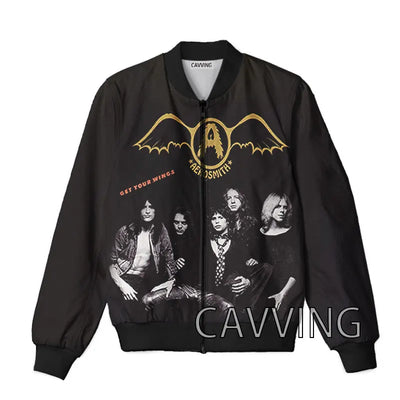 New Fashion Women/Men's 3D Print  Aerosmith Band  Zipper Bomber Jackets Men Overcoat Mens Coat Zip Up Jackets  01