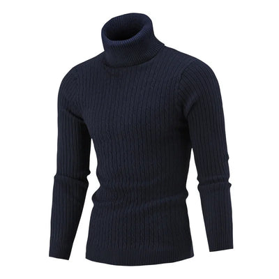 2025 Winter Men's Sweater Casual Slim Fit High Neck Pullover High Quality Elastic Pink Sweaters Knitted Sweater Men