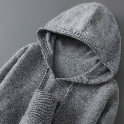 DjzDsm Autumn Winter Men's Sweater 100% Merino wool Thick Hooded Pullover Soft Knitwear Casual Comfort Wool Clothing Tops