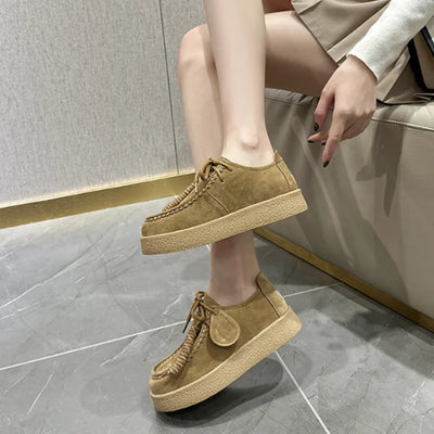 AIYUQI Genuine Leather Women's Shoes 2025 New Flat Non-slip  Derby Female Shoes Large size Lace-up Loafers For Women