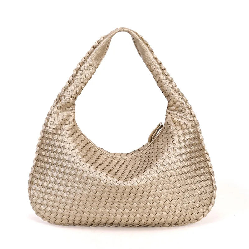 2025 Trendy Woven Hobo Bag for Women Vegan Leather Handmade Tote Handbag Fashion Large Capacity All-Match Shoulder Underarm Bags