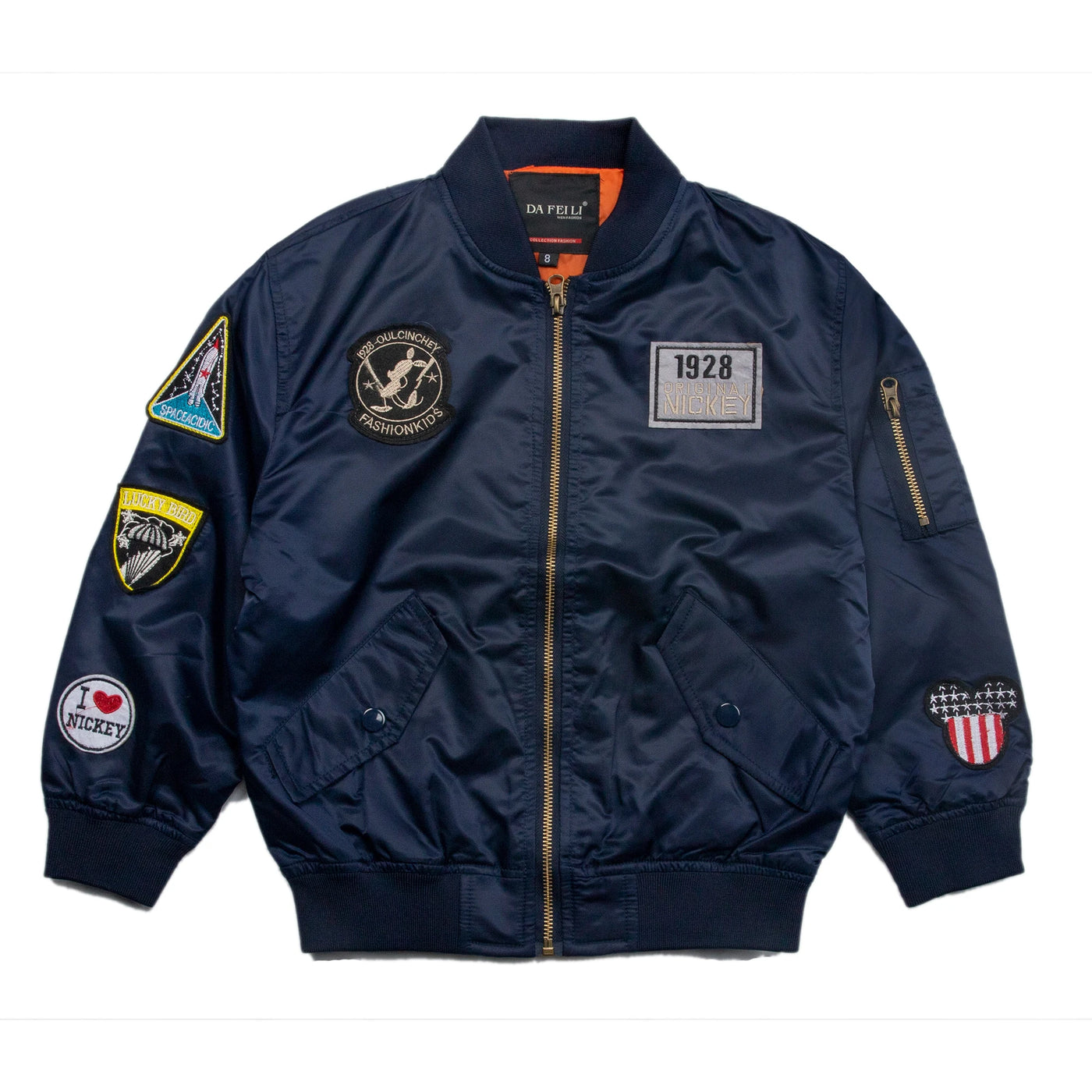 2-12 yesar girls boys spring autumn cartoon patched nylon varsity bomber jacket outdoor windbreaker outwear