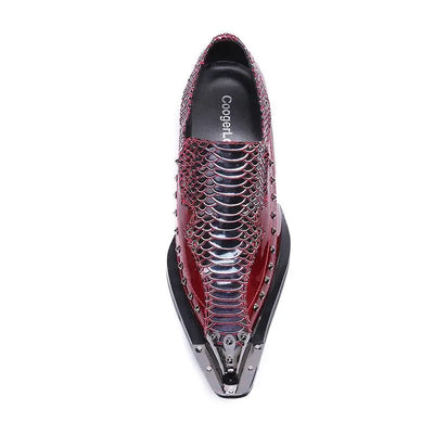 2024 italian Men's Genuine Leather Shoes Fashion Leather Formal Oxford Shoes Office Black Red Pointed Men Dress Wedding Party