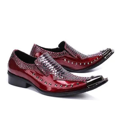 2024 italian Men's Genuine Leather Shoes Fashion Leather Formal Oxford Shoes Office Black Red Pointed Men Dress Wedding Party