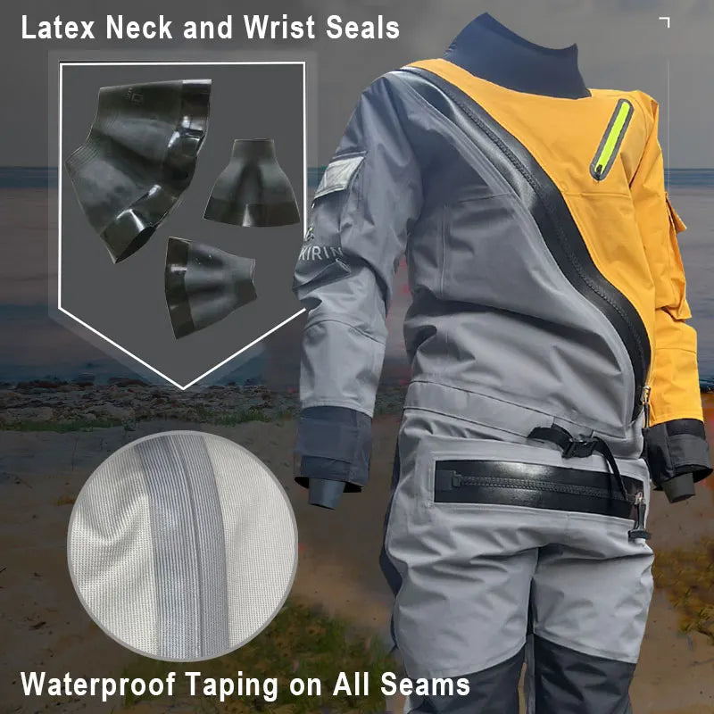 3-Layer Waterproof Breathable Men's Dry Suit  Warm Drysuit for Expedition Paddling Kayak Fishing. Whitewater Wading Water Sport
