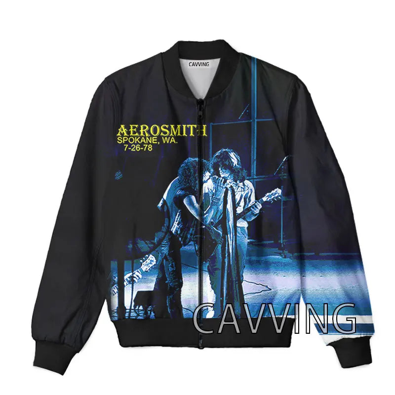 New Fashion Women/Men's 3D Print  Aerosmith Band  Zipper Bomber Jackets Men Overcoat Mens Coat Zip Up Jackets  01