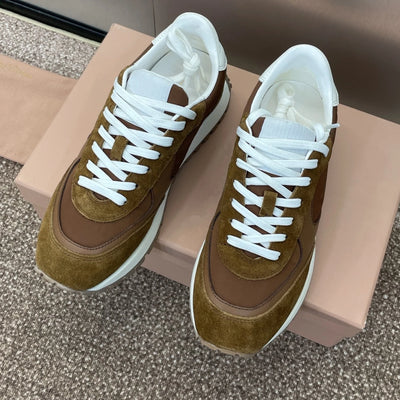 2025 New Arrival Spring Real Leather Round-Toe Thick Sole Lace-Up Casual Shoes Sewing Tennis Shoes Sneakers Shoes Bota Feminina