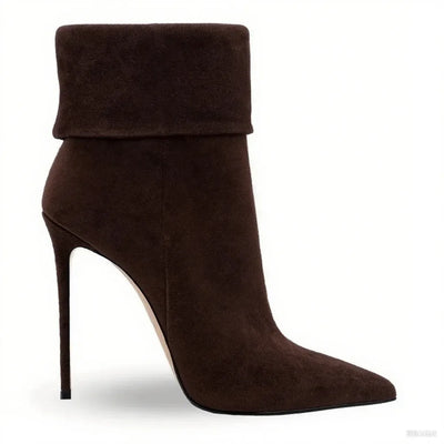 Minimalist Pointed Cuff Boots Women Party Wear Sleek Heels Side Zip Fashion Western Style Chic Pointy Toe Daily Footwear