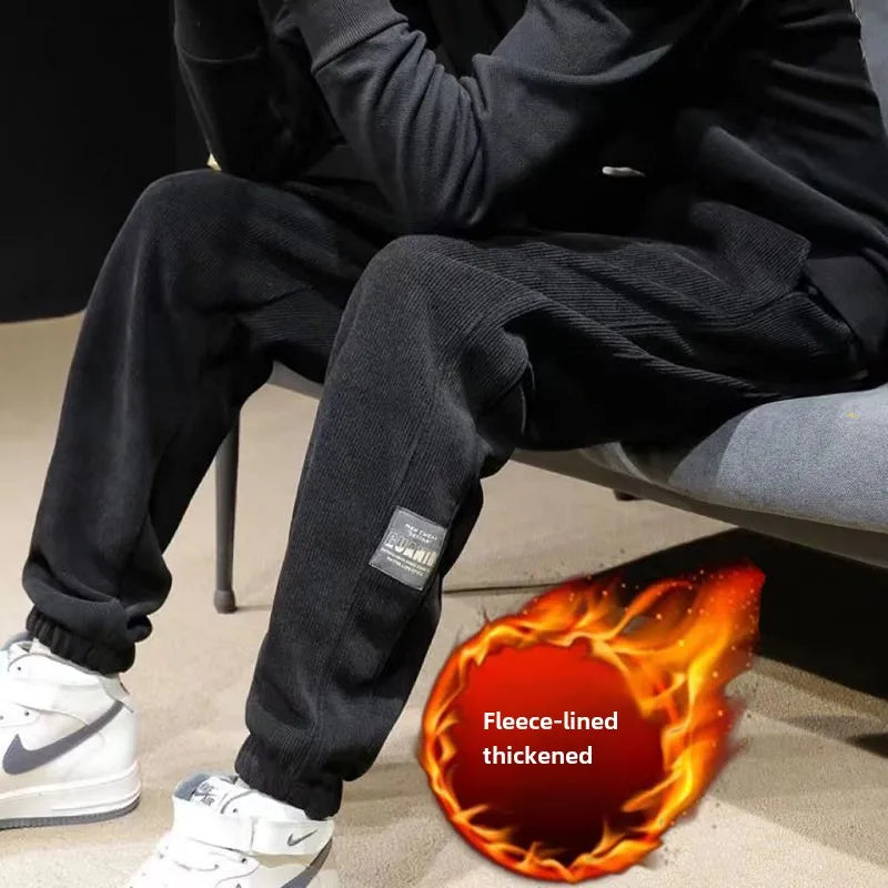 Autumn and Winter Men's Corduroy Casual Trousers Leggings Sweatpants Loose and Versatile Construction Site Pants Men's Trousers