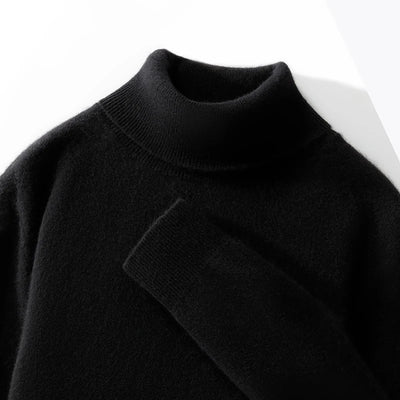 Fall/Winter 12-Needle Flat Lapel 100% Pure Wool Men's Long Sleeve Pullover Knitted Bottoming Shirt Inside