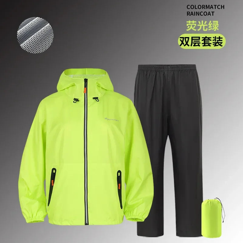 2025 New Adult Waterproof Raincoat Suit For Summer Unisex Motorcycle Raincoat Lightweight Breathable Outdoor Rain Wear