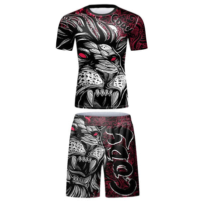 Rush Guard Jiu jitsu MMA Compression T-Shirt+Pant Suit Muay Thai Shorts Bjj Boxing Rashguard Men's Grappling Kickboxing Clothing