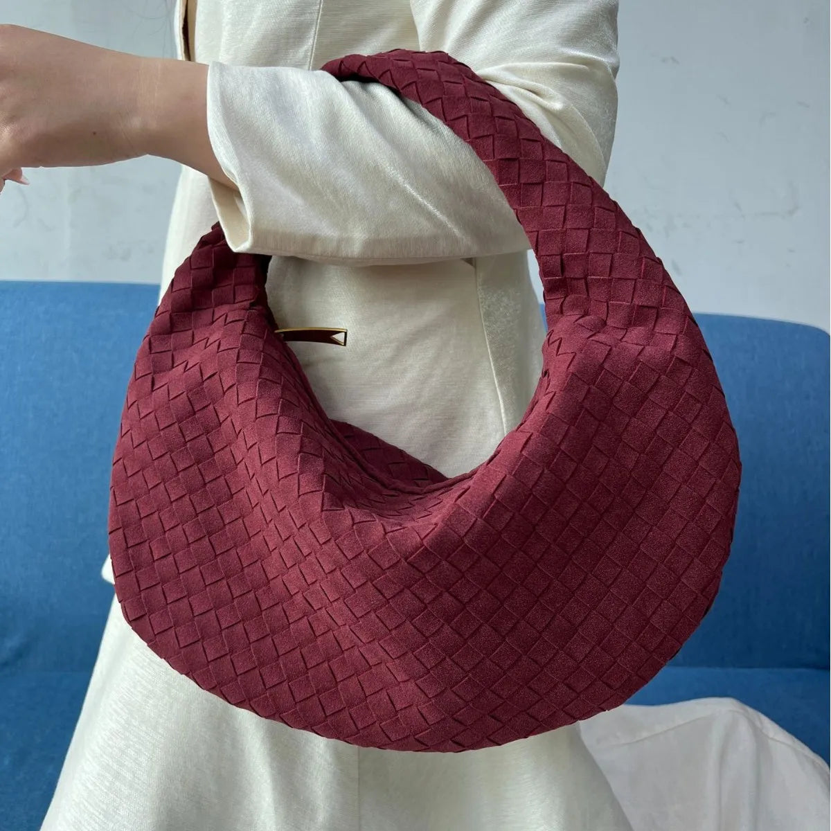 New woven bag high-end western-style casual armpit bag women's single shoulder handbag large dumpling bag hand-held bag