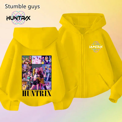 Autumn New KPop Demon Hunters Kids Boys Girls Zipper Hoodie Long Sleeve Sweatshirt Anime Clothes Trendy