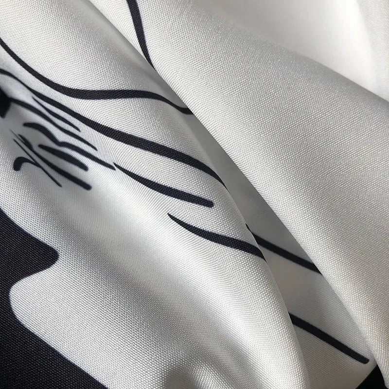 Black White Contrasting Coconut Palm Graphic Print Hawaii Short Sleeve Shirt Men Lapel  Man Shirt Homme Camisetas Hombre