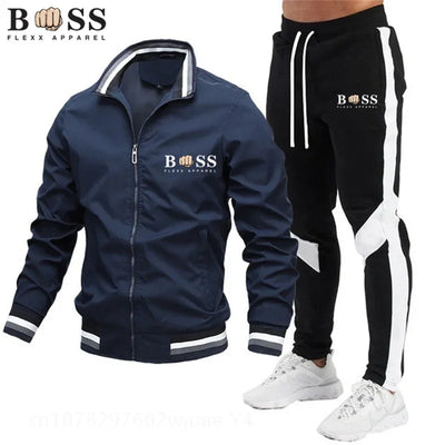 2025 New Men's Suit Clothing Men's One-Piece Sports Shirt + Sports Pants One-Piece Sports Shirt with Zipper Collar Synthetic Spo