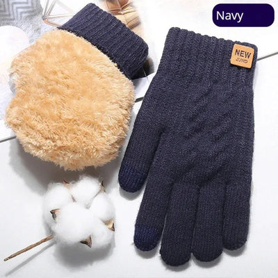 Winter Touch Screen Knitted Warm Glove Outdoor Anti Slip Cycling Driving Cold Proof Five Finger Glove Fashion Solid Glove Unisex