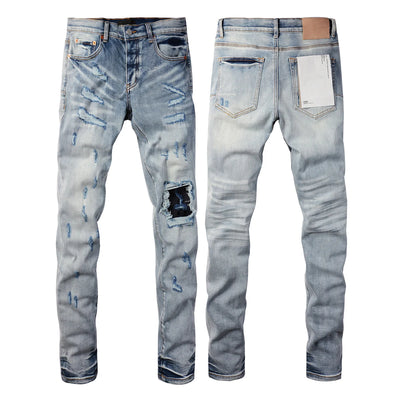 Light Blue Ripped American Jeans 9075 Brand Casual Pants