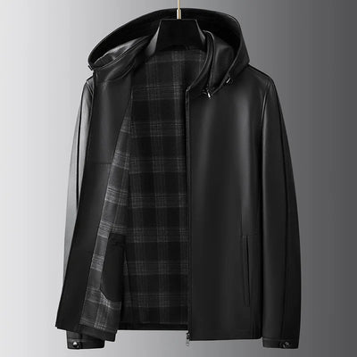 Men's Leather Jackets, Hooded Jacket, Genuine Sheepskin jacket, Busines Handsome Men's Wear, Casual Coat, Spring Autumn