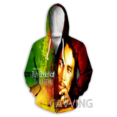 New Fashion 3D Print BOB MARLEY  Zipper Hoodies Zip Up Hooded Sweatshirts Harajuku Hoodie Hip Hop Sweatshirts  H02